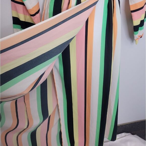 ASOS dress long sleeve wrap polyester maxi in stripe 4 - Picture 5 of 11